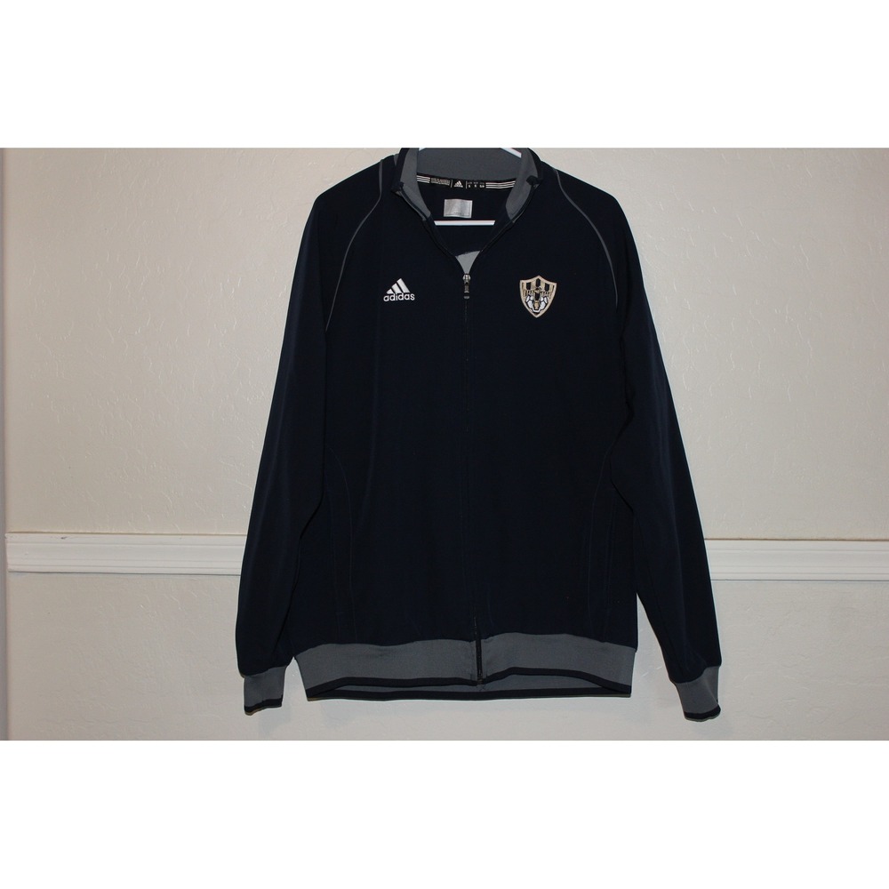 Adidas Mens Navy Full Zip Track Jacket Soccer Crest Logo Size S